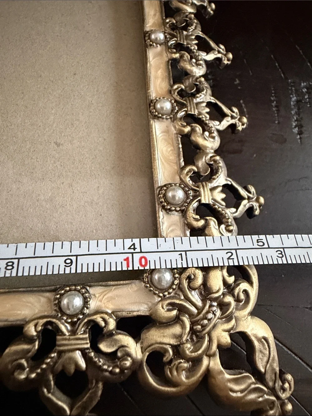 Ornate Brass toned Decorative Photo Frame - Enamel, for 4”x6” picture Vintage